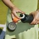 product shot of air up water bottle being fitted with cap